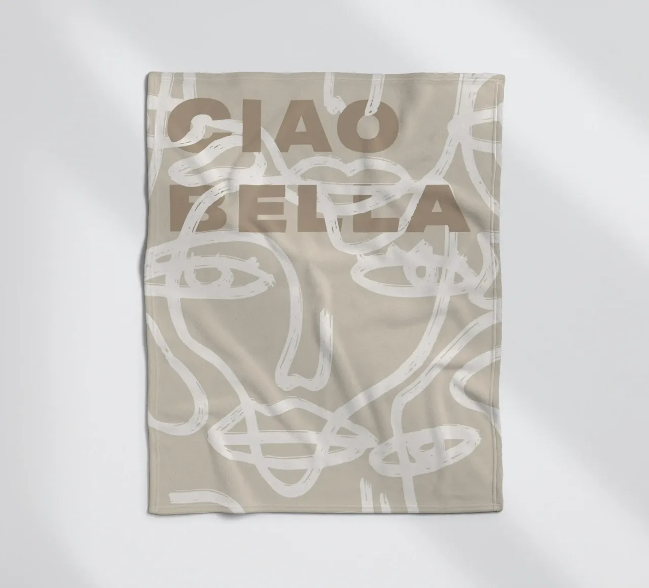 Ciao Bella - Faces Turn Beige coperta in pile da ni-ja artboutique