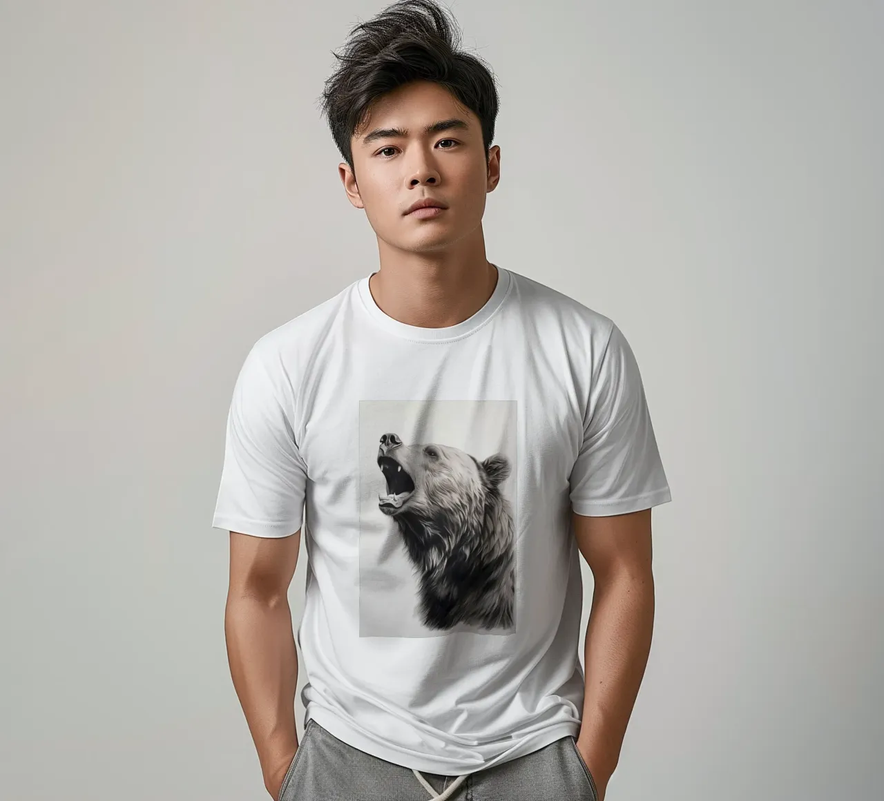 Powerful bear drawing t-shirt by Carinaprint