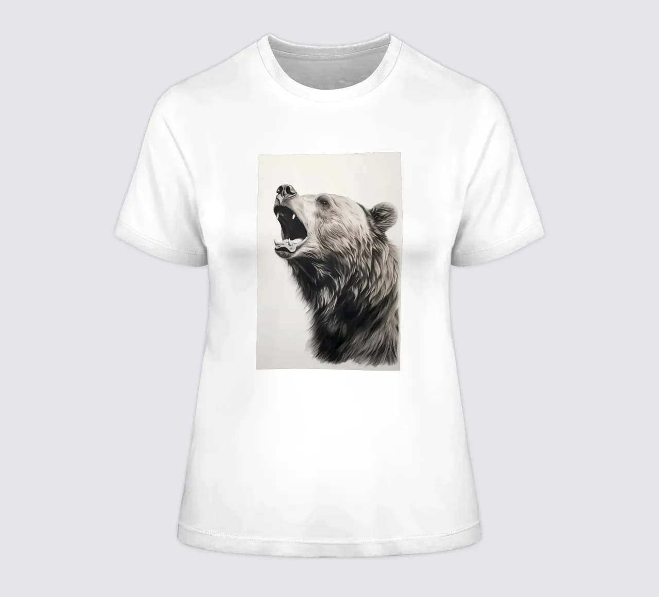 Powerful bear drawing women's fitted t-shirt by Carinaprint