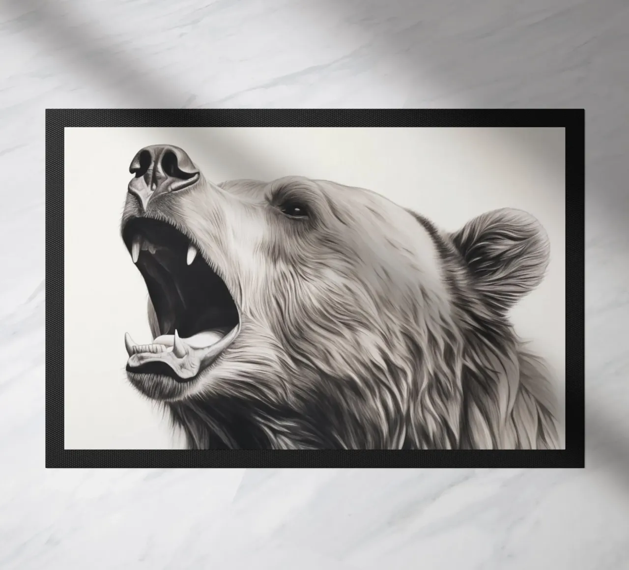 Powerful bear drawing doormat by Carinaprint