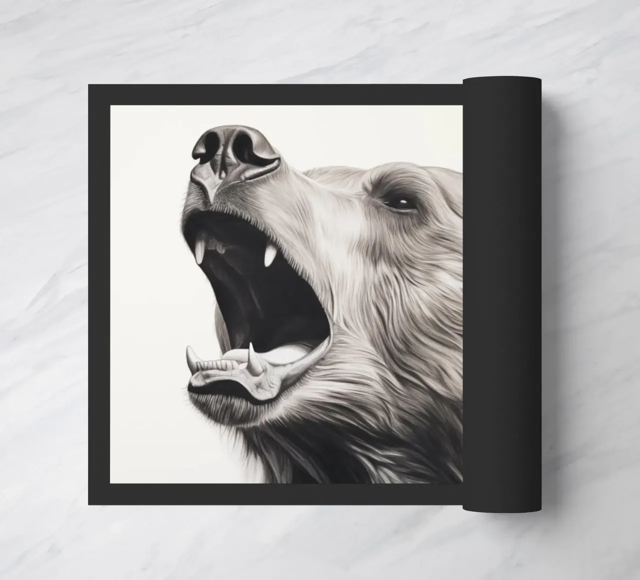 Powerful bear drawing doormat by Carinaprint