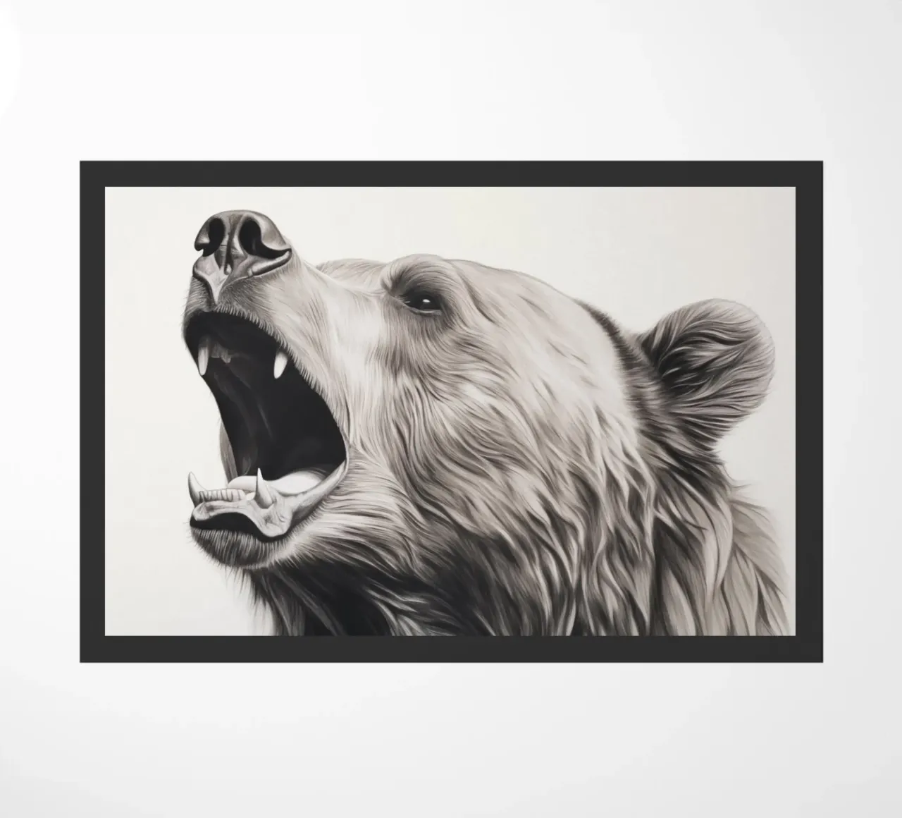 Powerful bear drawing doormat by Carinaprint