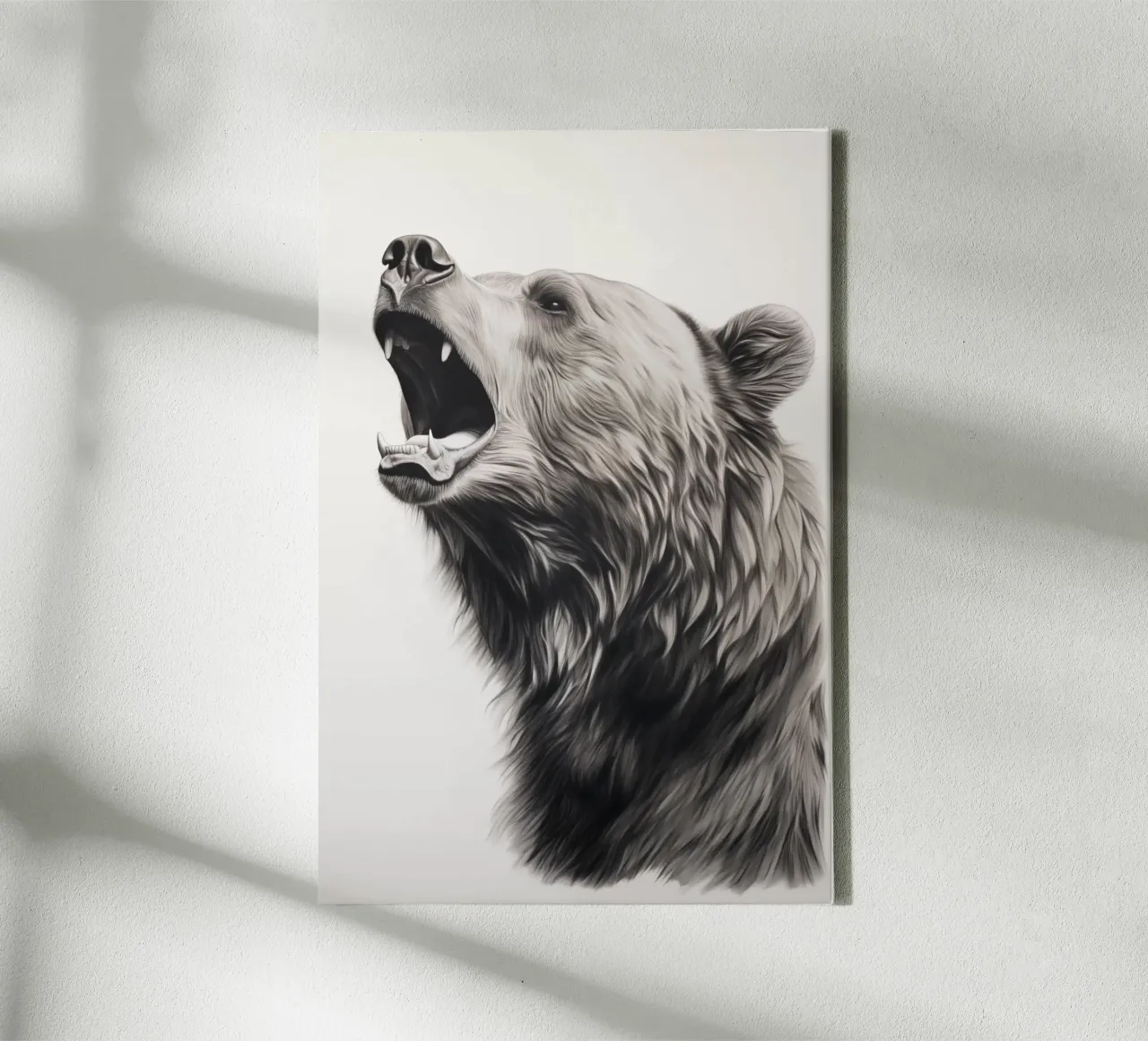 Powerful bear drawing canvas with Floater frame by Carinaprint