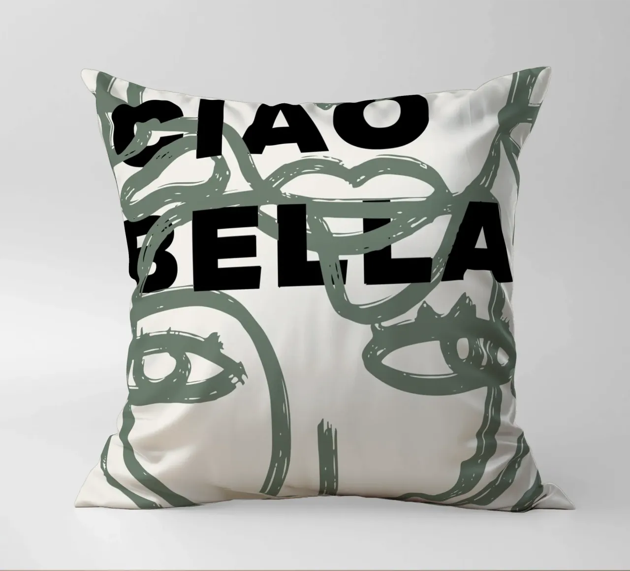 Ciao Bella - Faces Turn Green cuscino da ni-ja artboutique