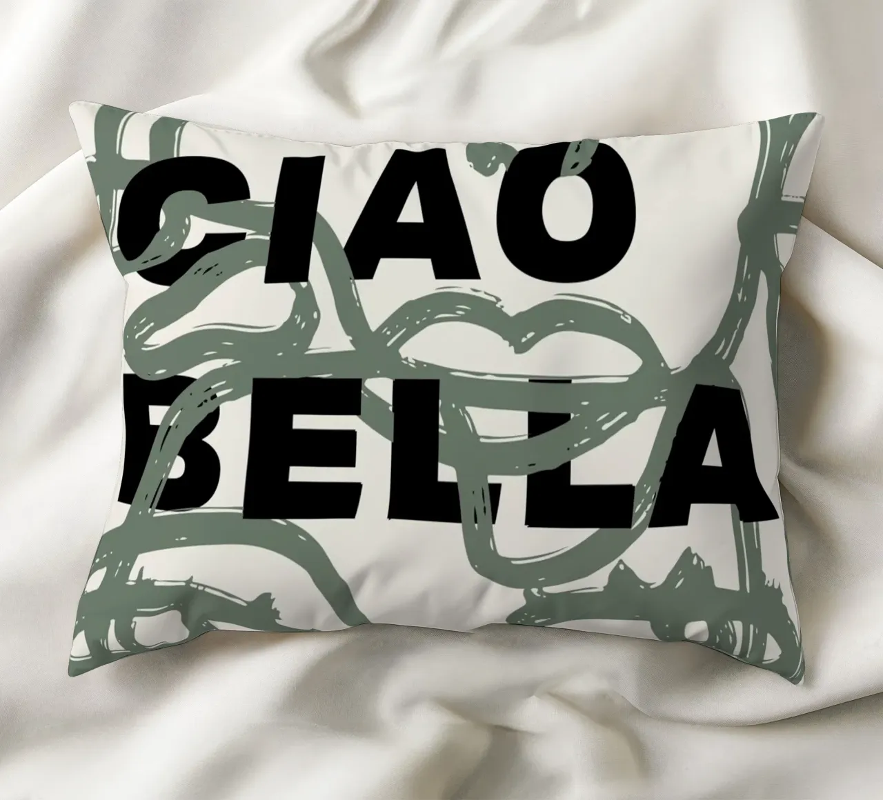Ciao Bella - Faces Turn Green cuscino da ni-ja artboutique