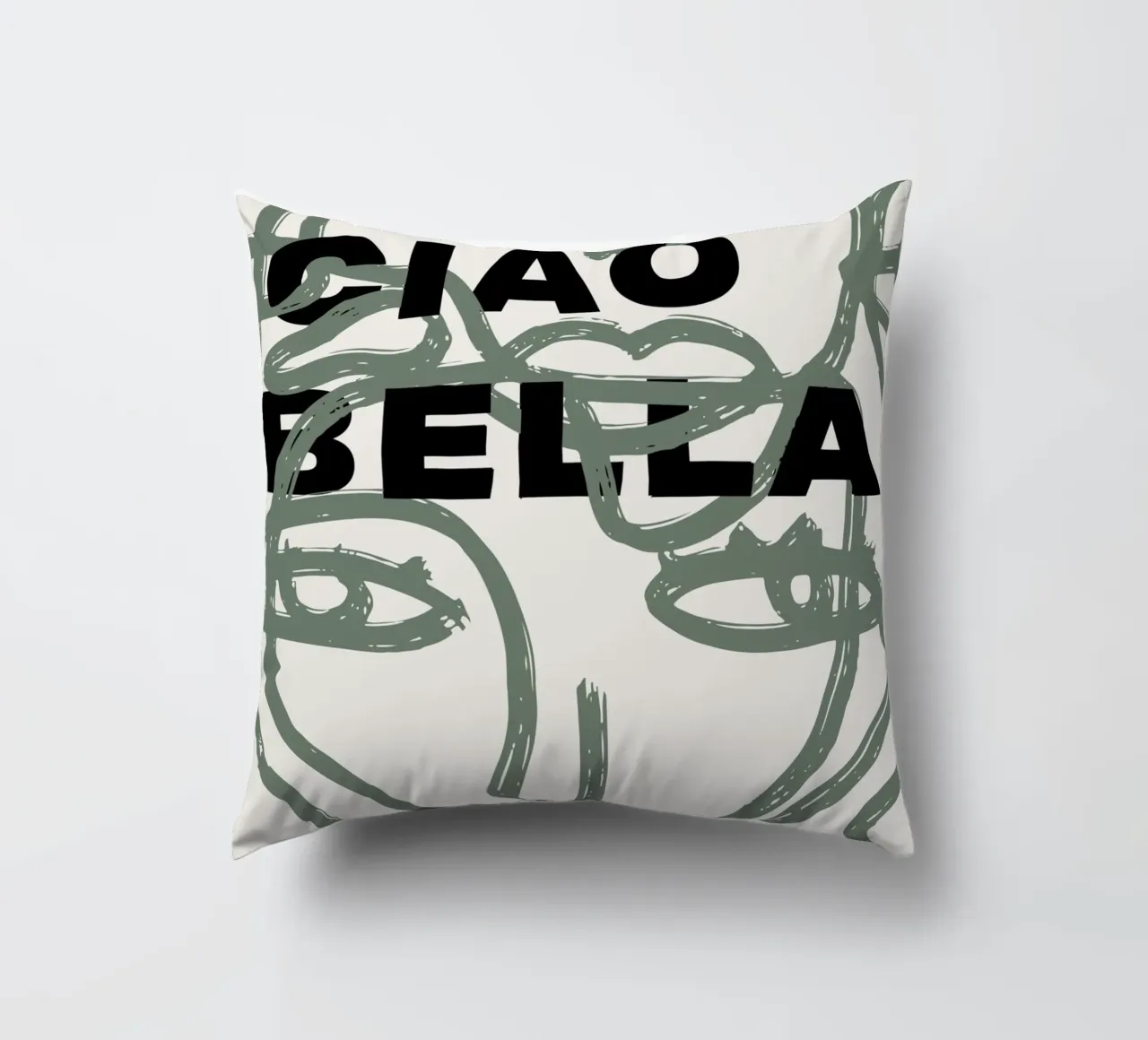 Ciao Bella - Faces Turn Green cuscino da ni-ja artboutique