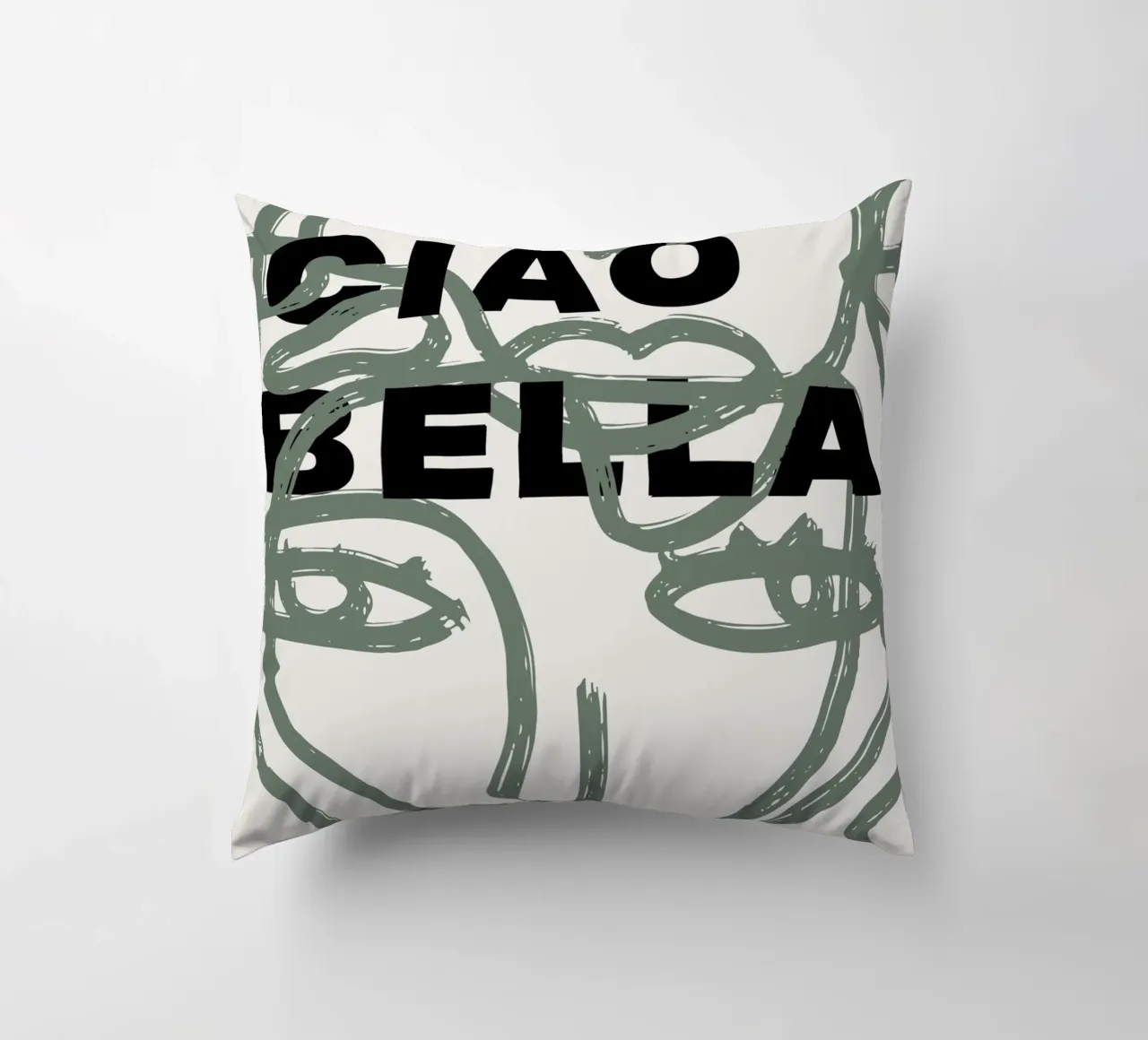 Ciao Bella - Faces Turn Green cuscino da ni-ja artboutique