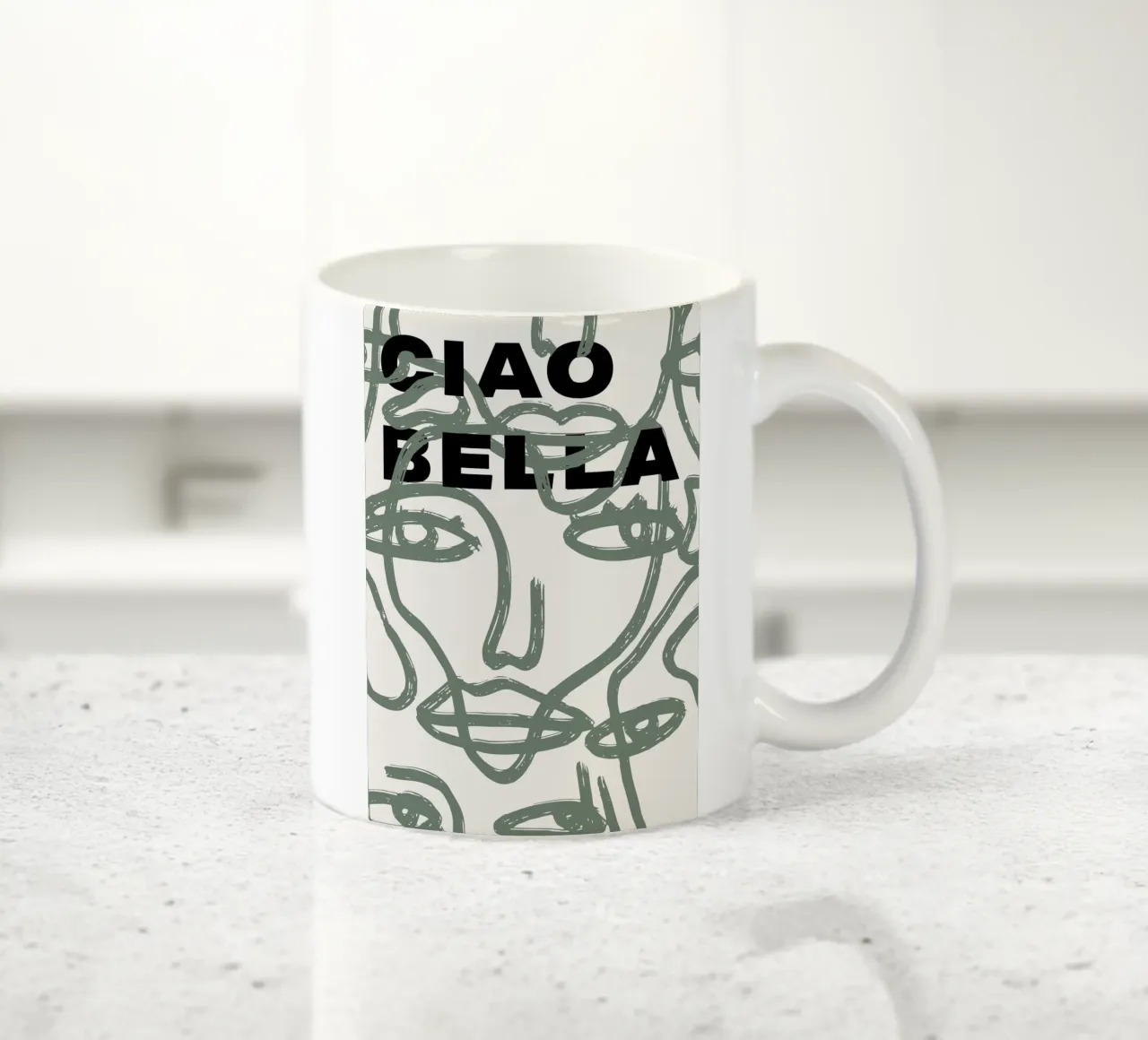Ciao Bella - Faces Turn Green tazza in ceramica da ni-ja artboutique