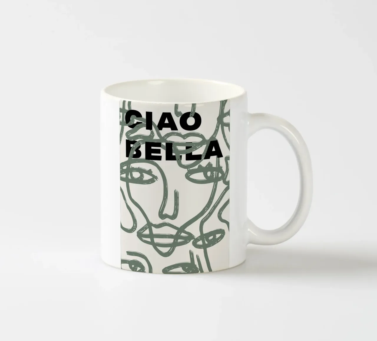 Ciao Bella - Faces Turn Green tazza in ceramica da ni-ja artboutique