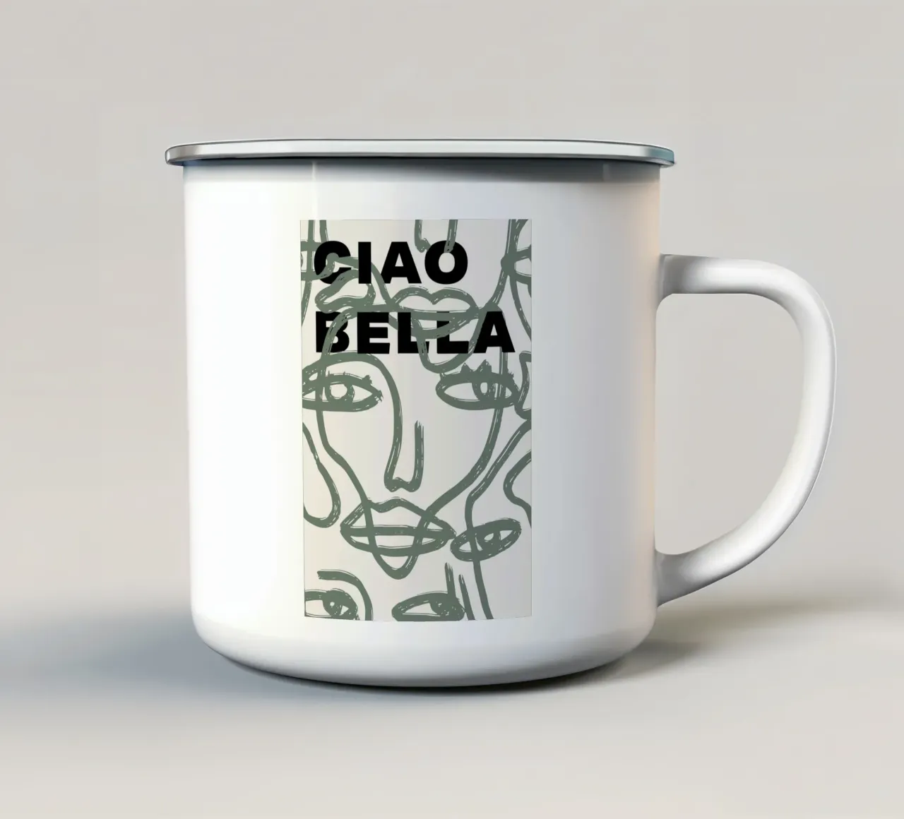 Ciao Bella - Faces Turn Green tazza in smalto da ni-ja artboutique