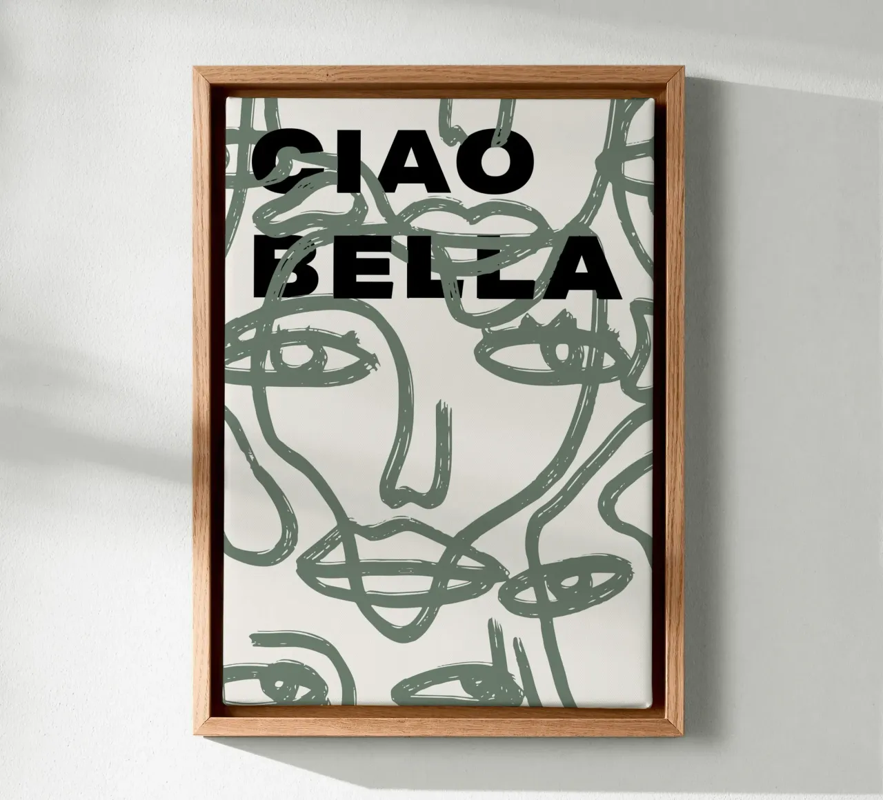 Ciao Bella - Faces Turn Green canvas with Floater frame by ni-ja artboutique