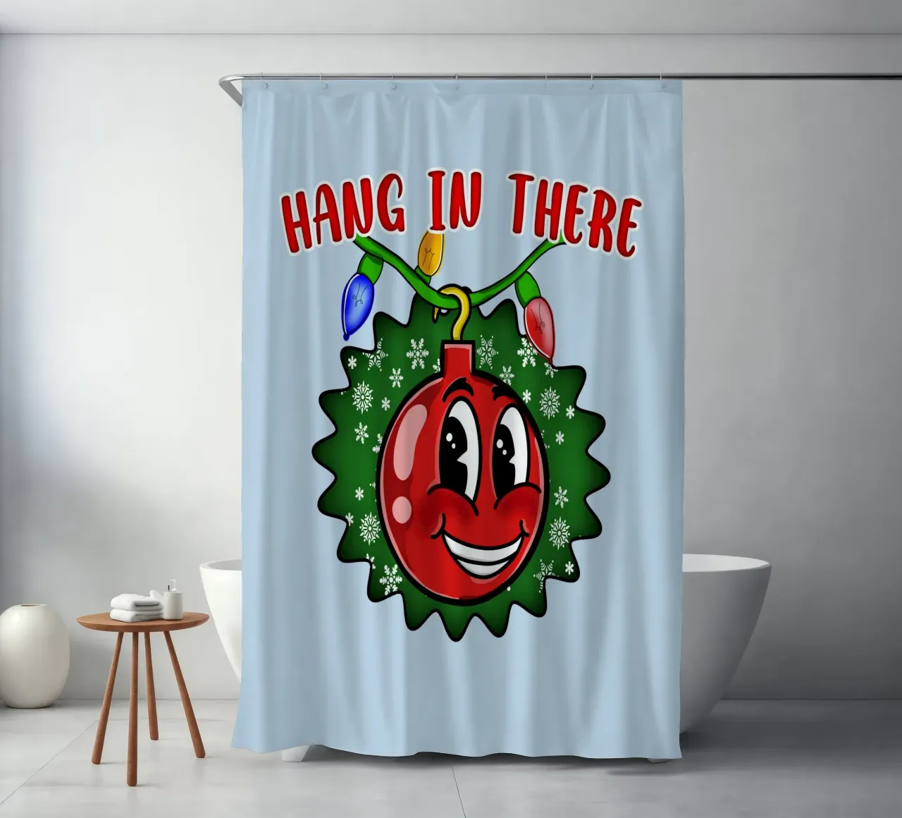 Hang in There Weihnachtskugel Inspirational Holiday Decor Duschvorhang von sillyindustries