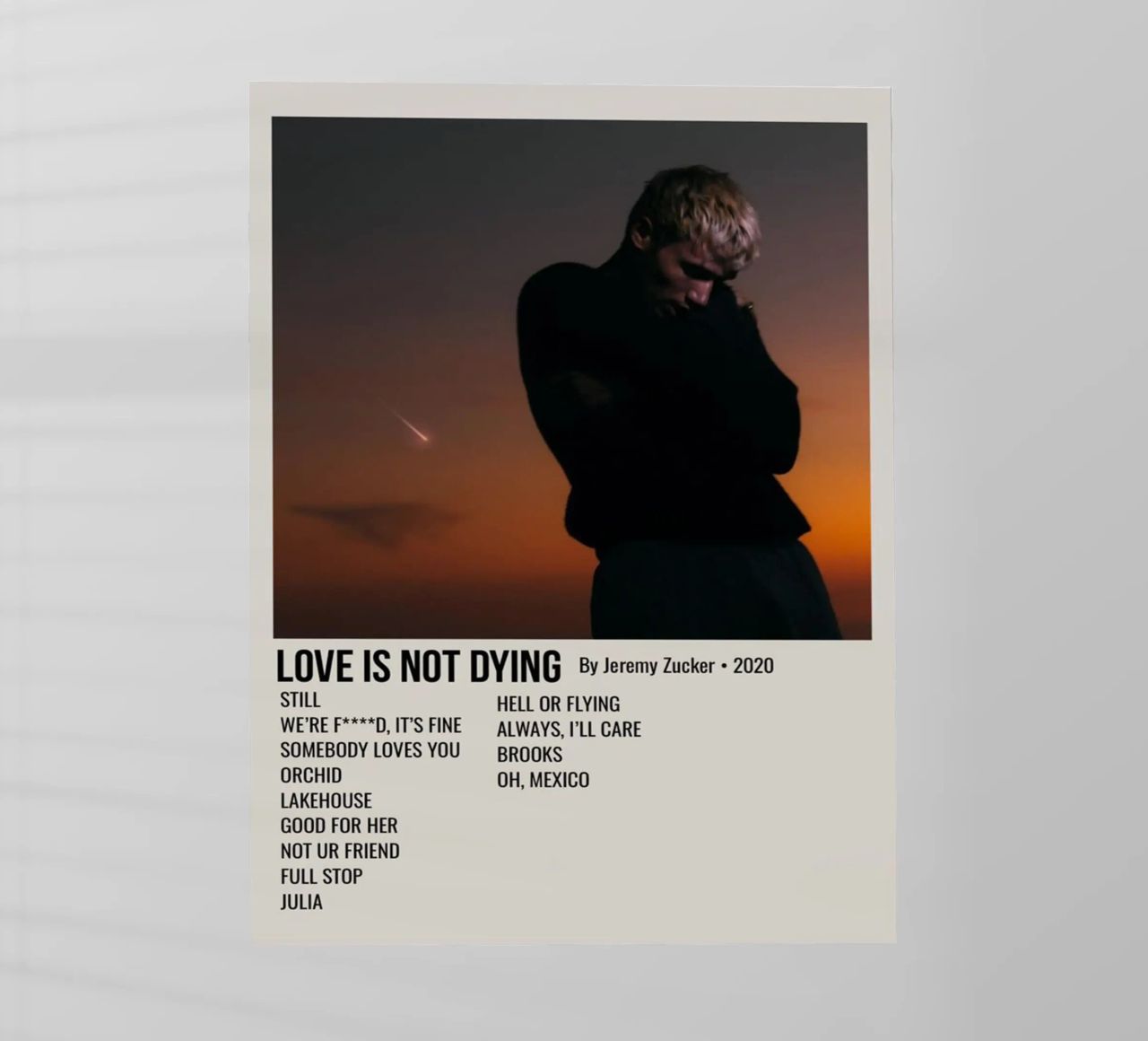 LOVE IS NOT DYING By Jeremy Zucker 2020 pellicola backlit da SoundStudio