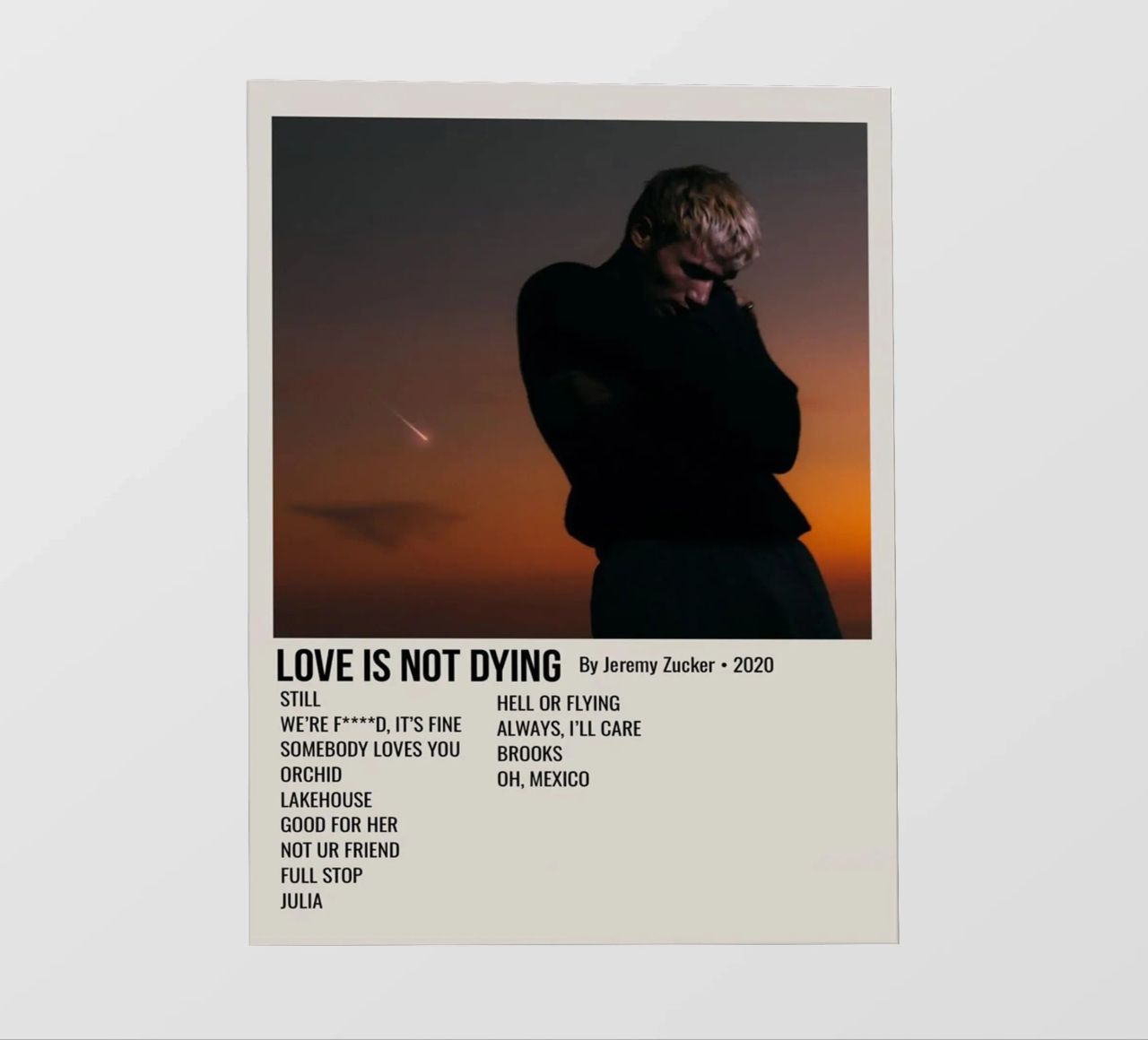 LOVE IS NOT DYING By Jeremy Zucker 2020 pellicola backlit da SoundStudio