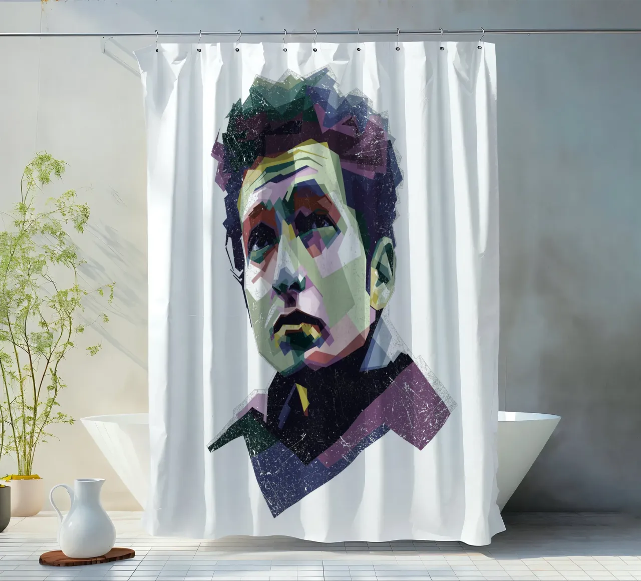 Bob Dylan Pop Art WPAP Duschvorhang von Alkahfsmart