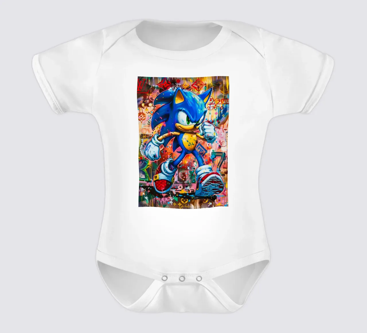 Pop art Sonic Splash body neonato maniche corte da FreeArtStudio