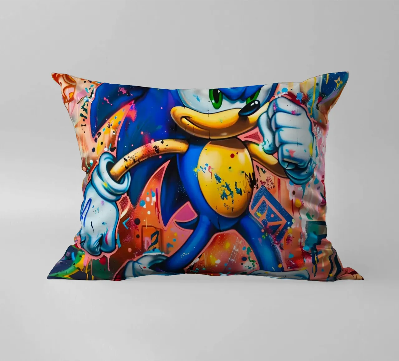 Pop art Sonic Splash cuscino da FreeArtStudio