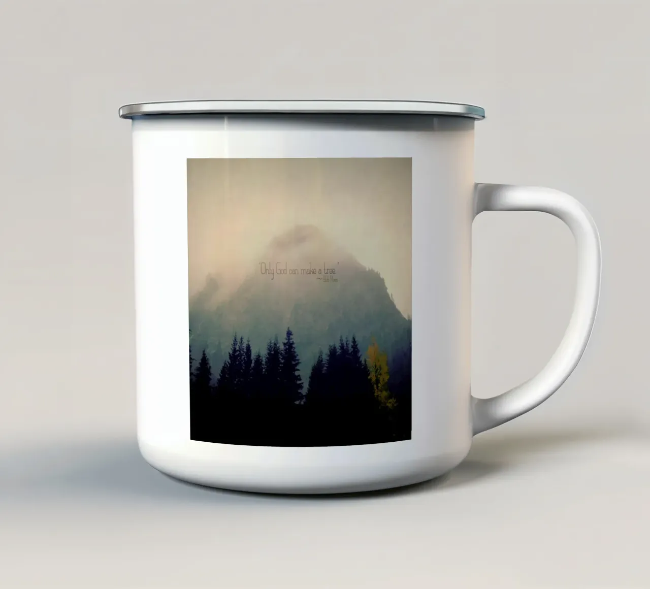 Only God Can Make A Tree Emaille Tasse von Robin Delean