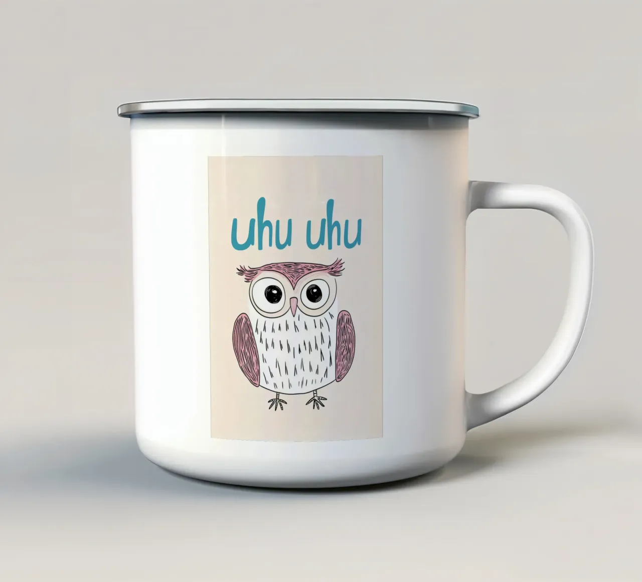 Un simpatico linguaggio da gufo tazza in smalto da Carinaprint