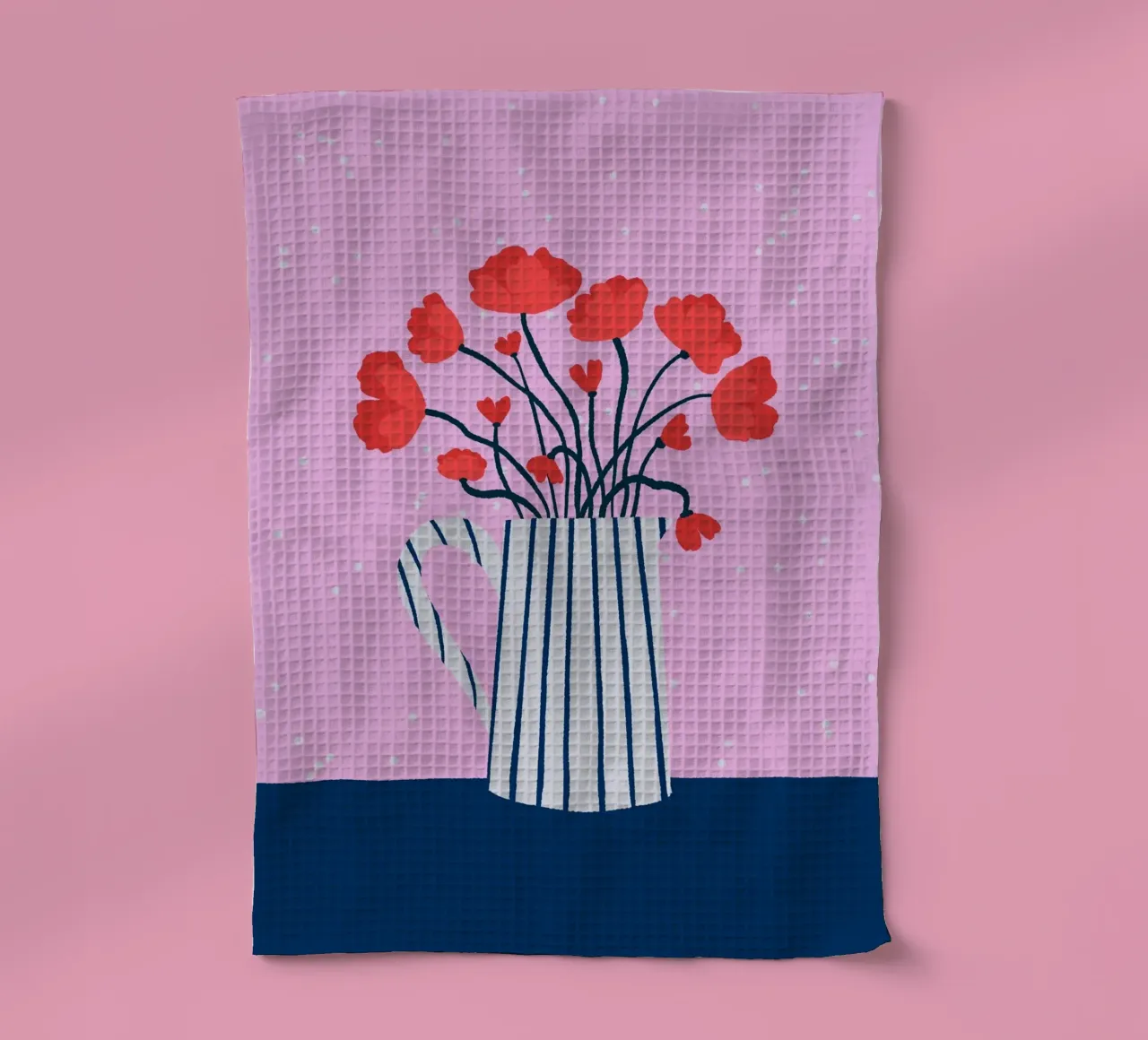 Papaveri rosa e blu canovaccio da cucina da Wackapacka