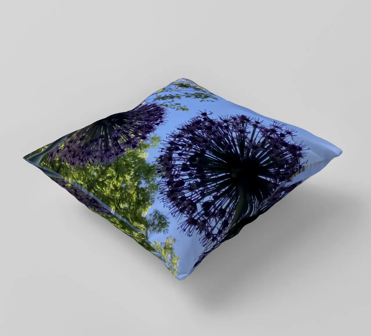 Allium blossom in early summer decorative cushion by Art Studio by Iris
