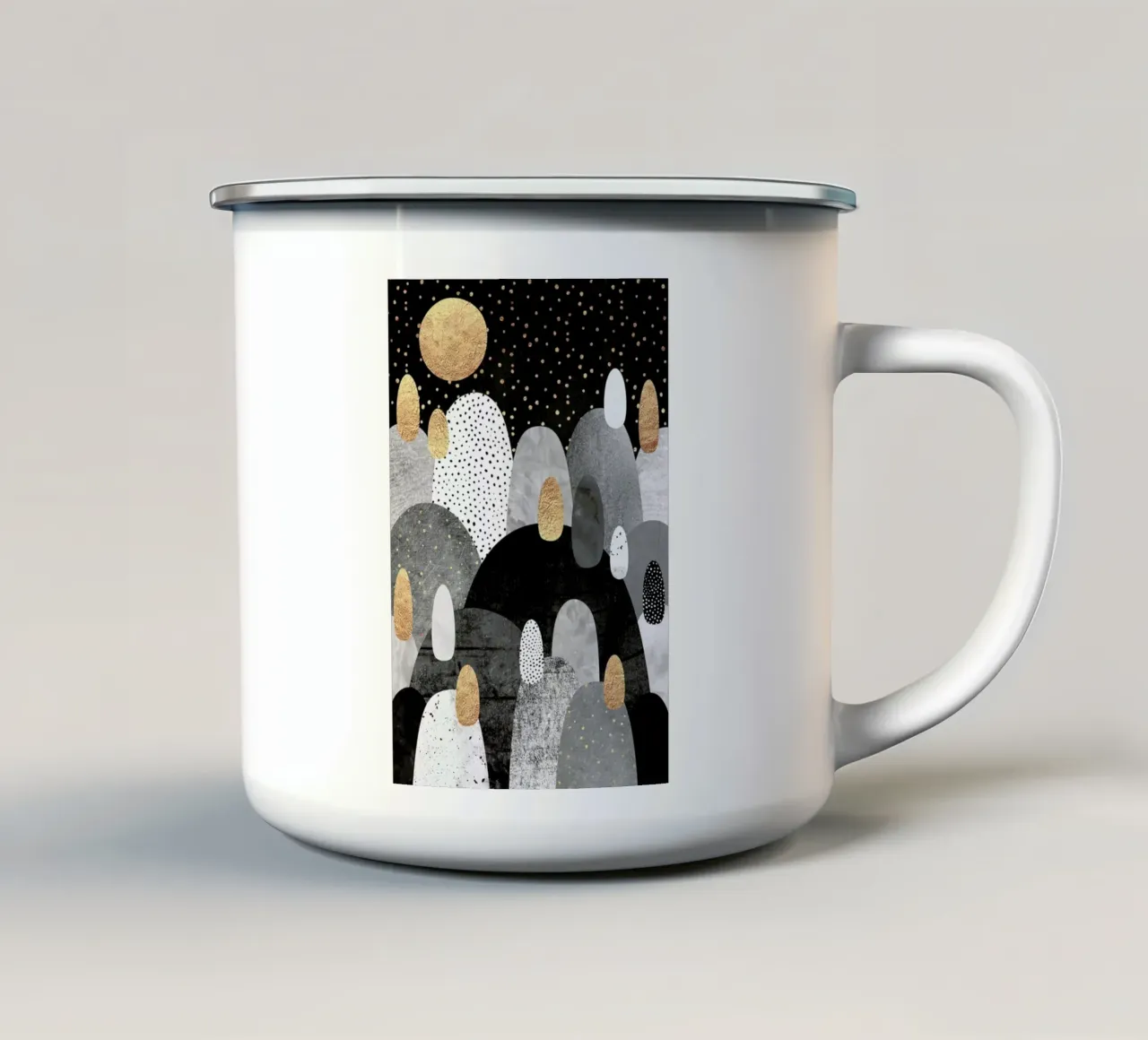 Little Land Of Pebbles By Night tazza in smalto da Elisabeth Fredriksson