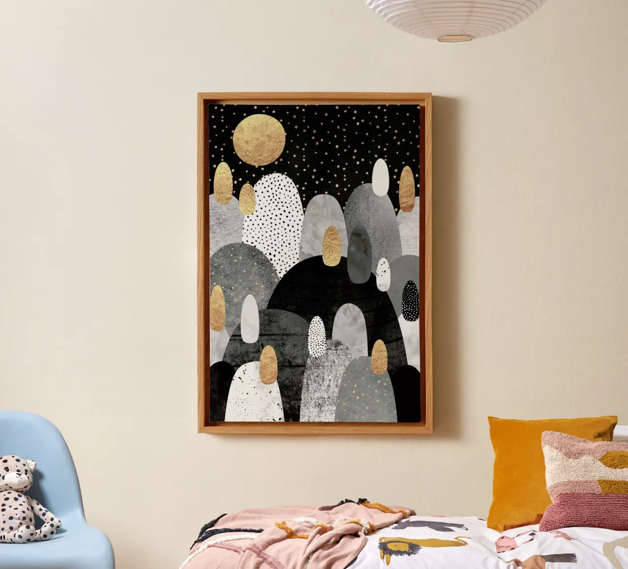 Little Land Of Pebbles By Night canvas met Baklijst van Elisabeth Fredriksson