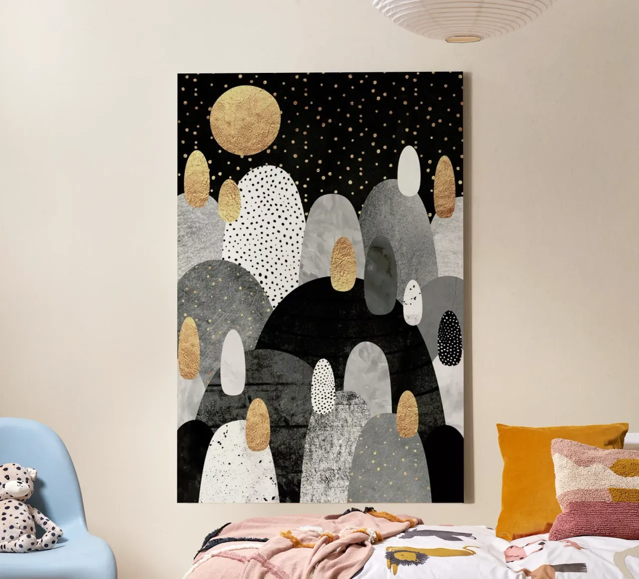 Little Land Of Pebbles By Night canvas met Baklijst van Elisabeth Fredriksson