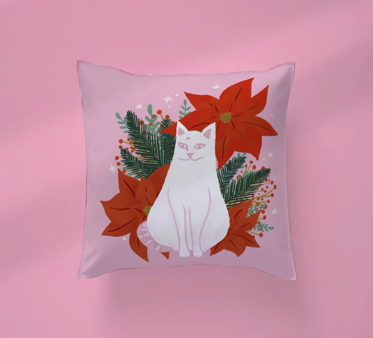 Gatto di Natale - rosa cuscino da Wackapacka