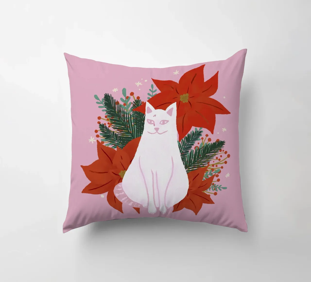 Gatto di Natale - rosa cuscino da Wackapacka