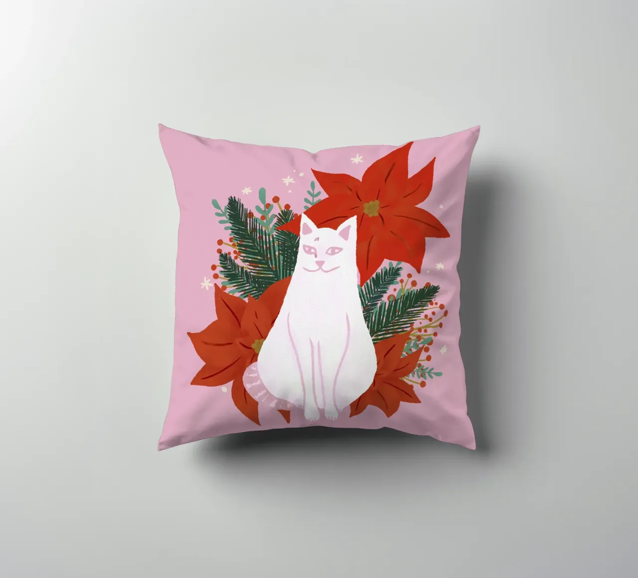 Gatto di Natale - rosa cuscino da Wackapacka