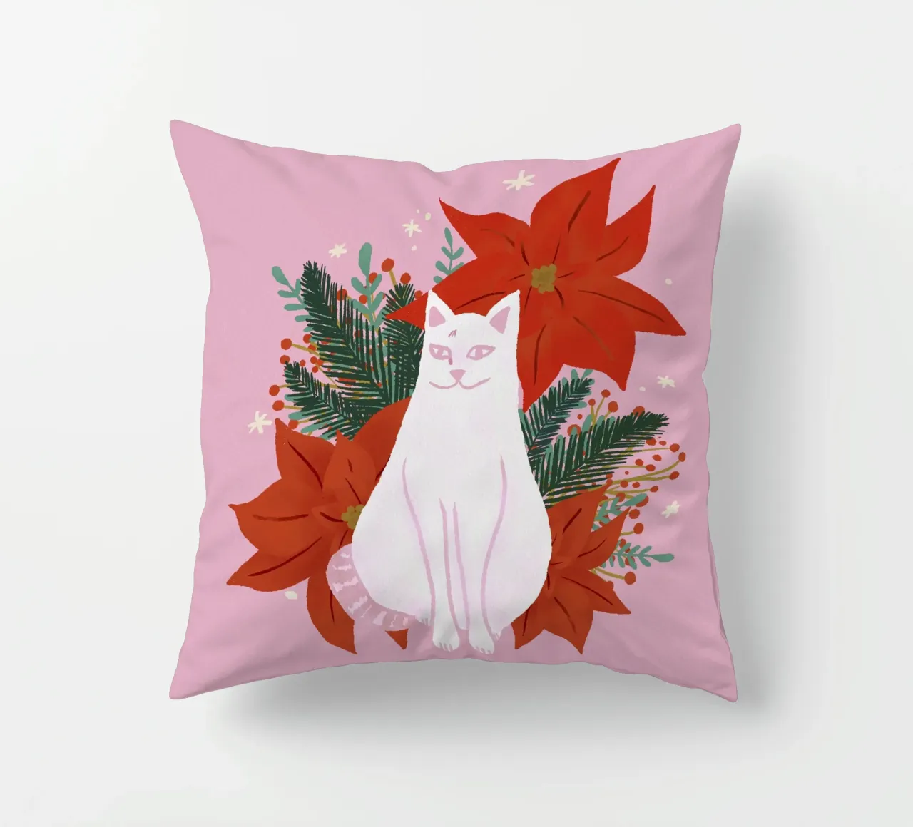 Gatto di Natale - rosa cuscino da Wackapacka