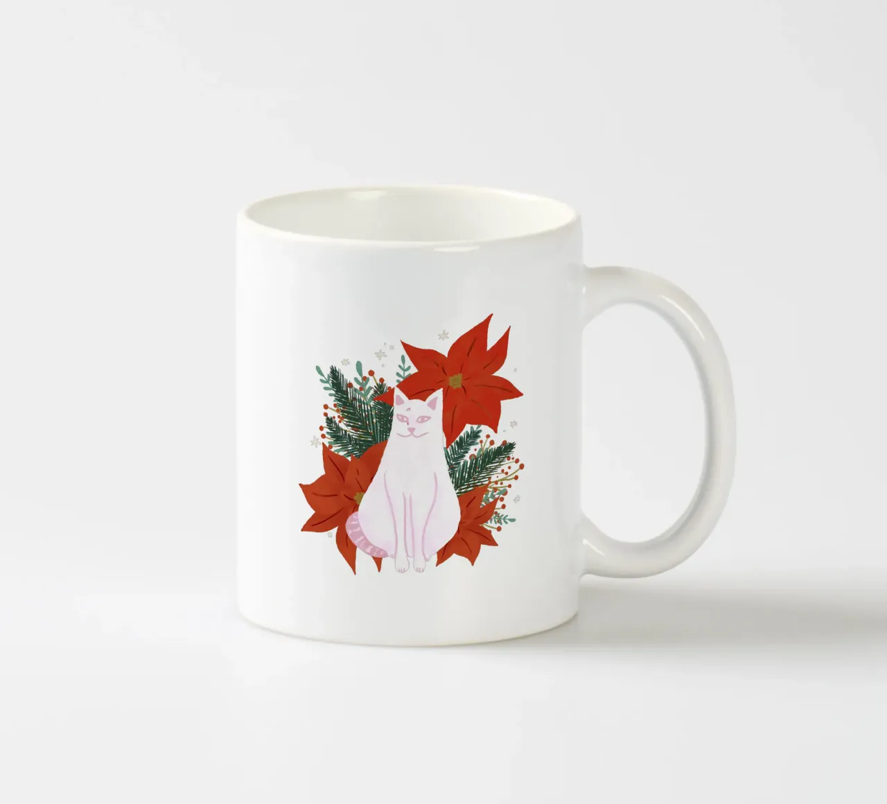 Gatto di Natale - rosa tazza in ceramica da Wackapacka