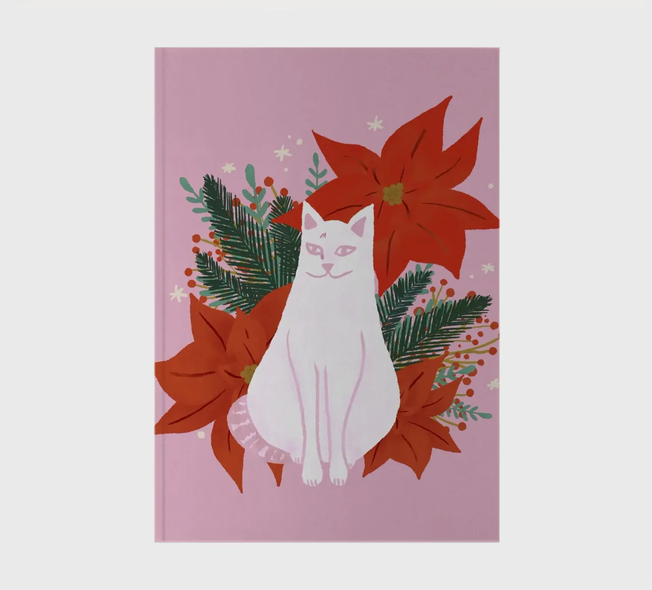 Christmas cat - pink notebook by Wackapacka