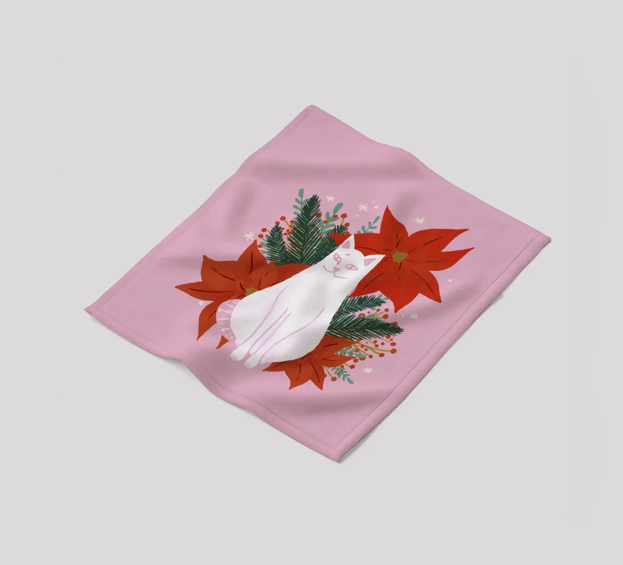 Gatto di Natale - rosa coperta in pile da Wackapacka