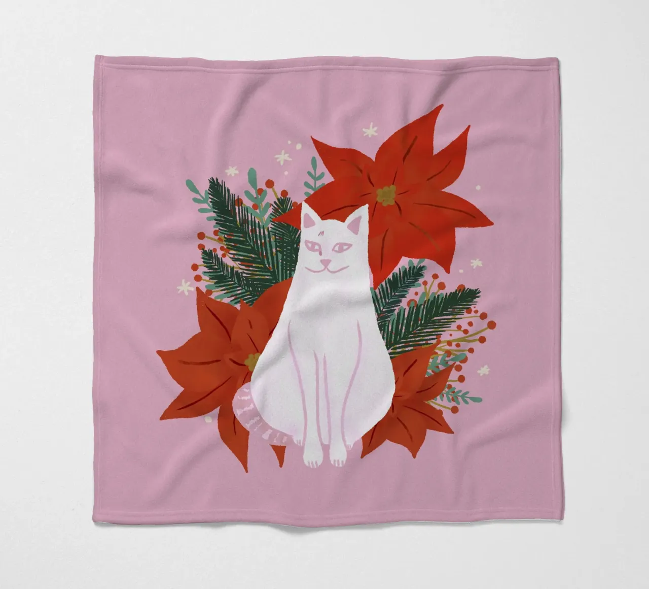 Gatto di Natale - rosa coperta in pile da Wackapacka