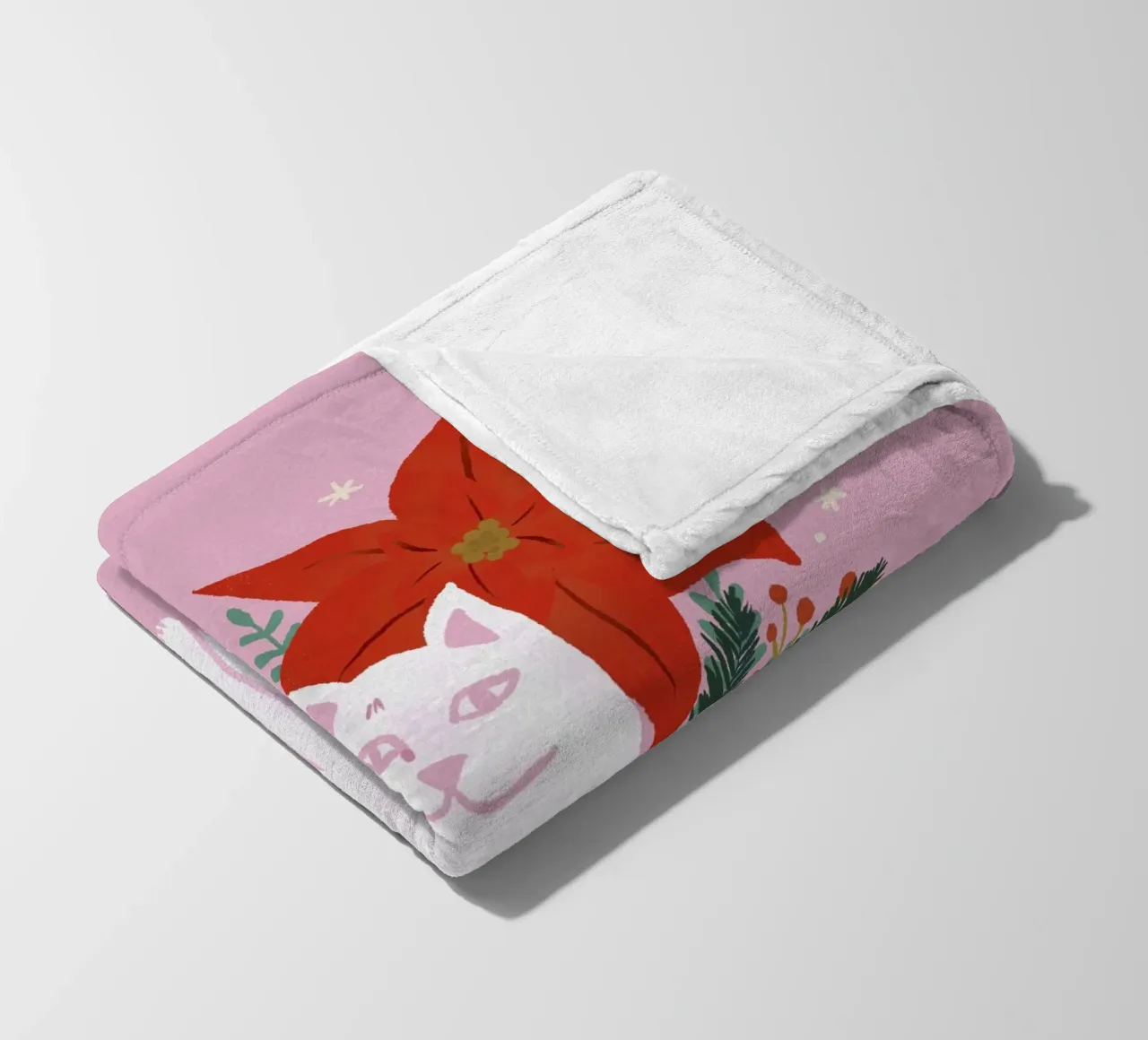 Gatto di Natale - rosa coperta in pile da Wackapacka