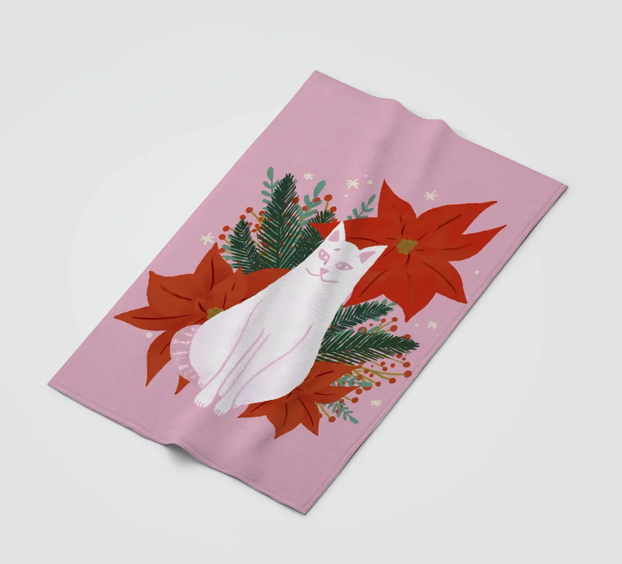 Gatto di Natale - rosa coperta in pile da Wackapacka