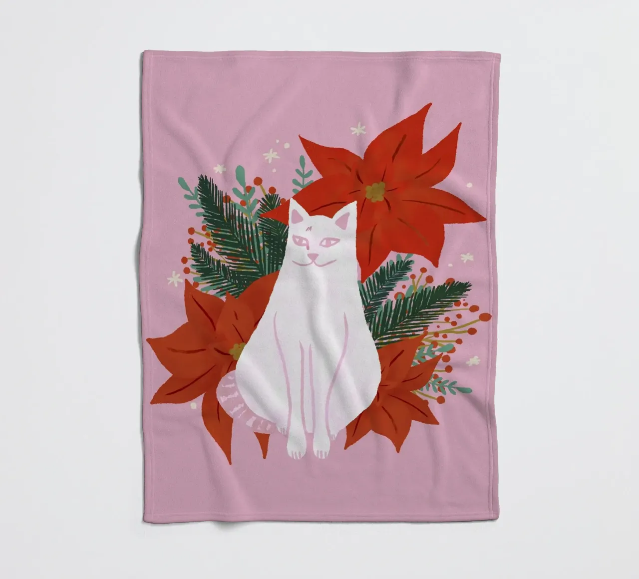 Gatto di Natale - rosa coperta in pile da Wackapacka