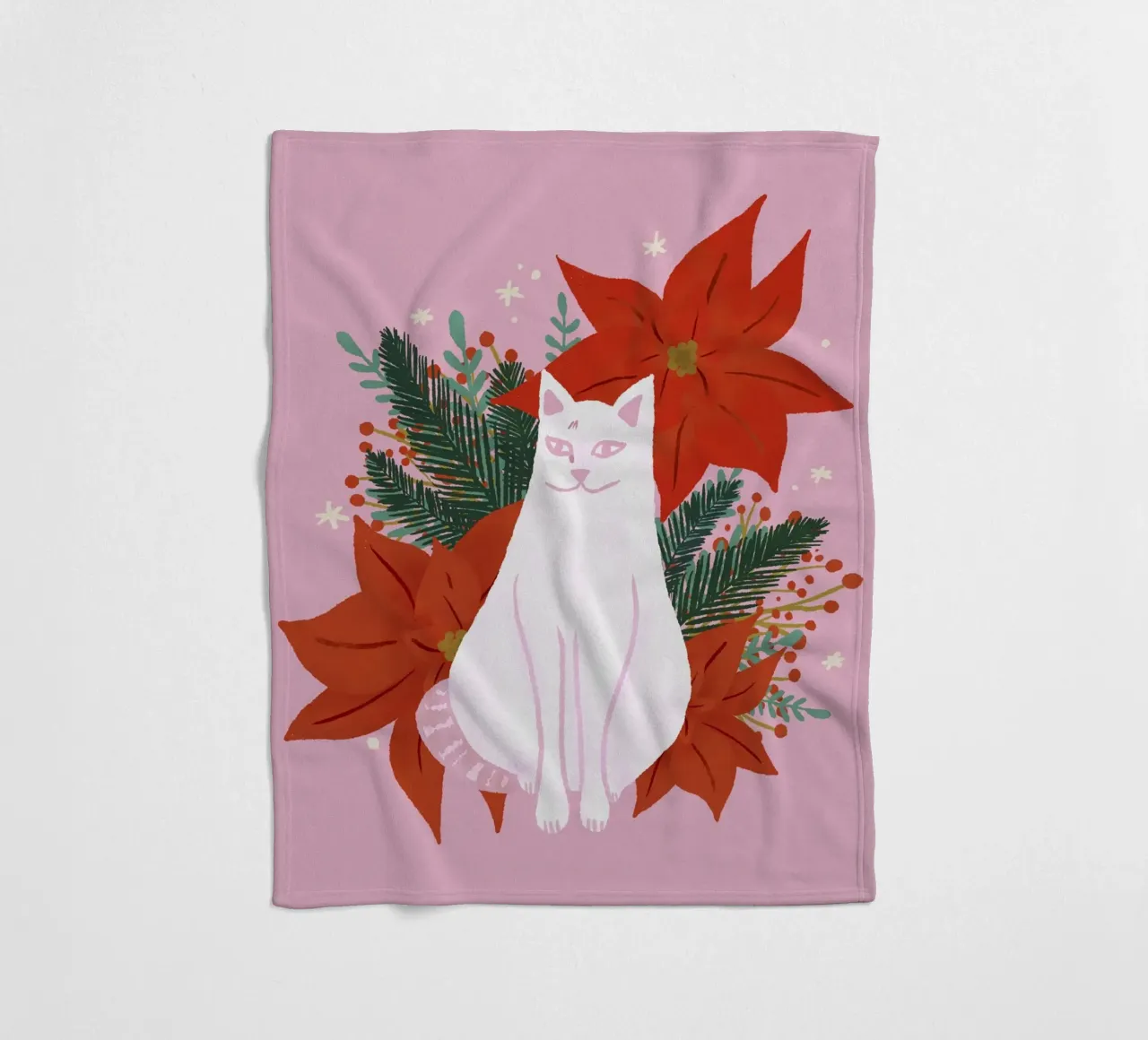 Gatto di Natale - rosa coperta in pile da Wackapacka