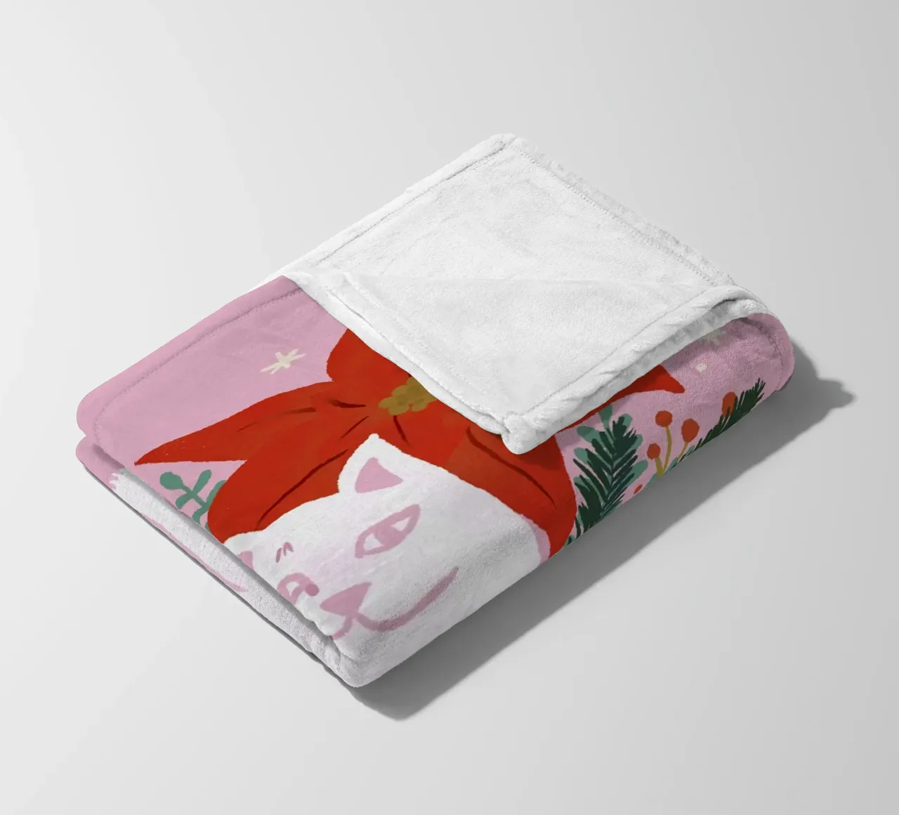 Gatto di Natale - rosa coperta in pile da Wackapacka