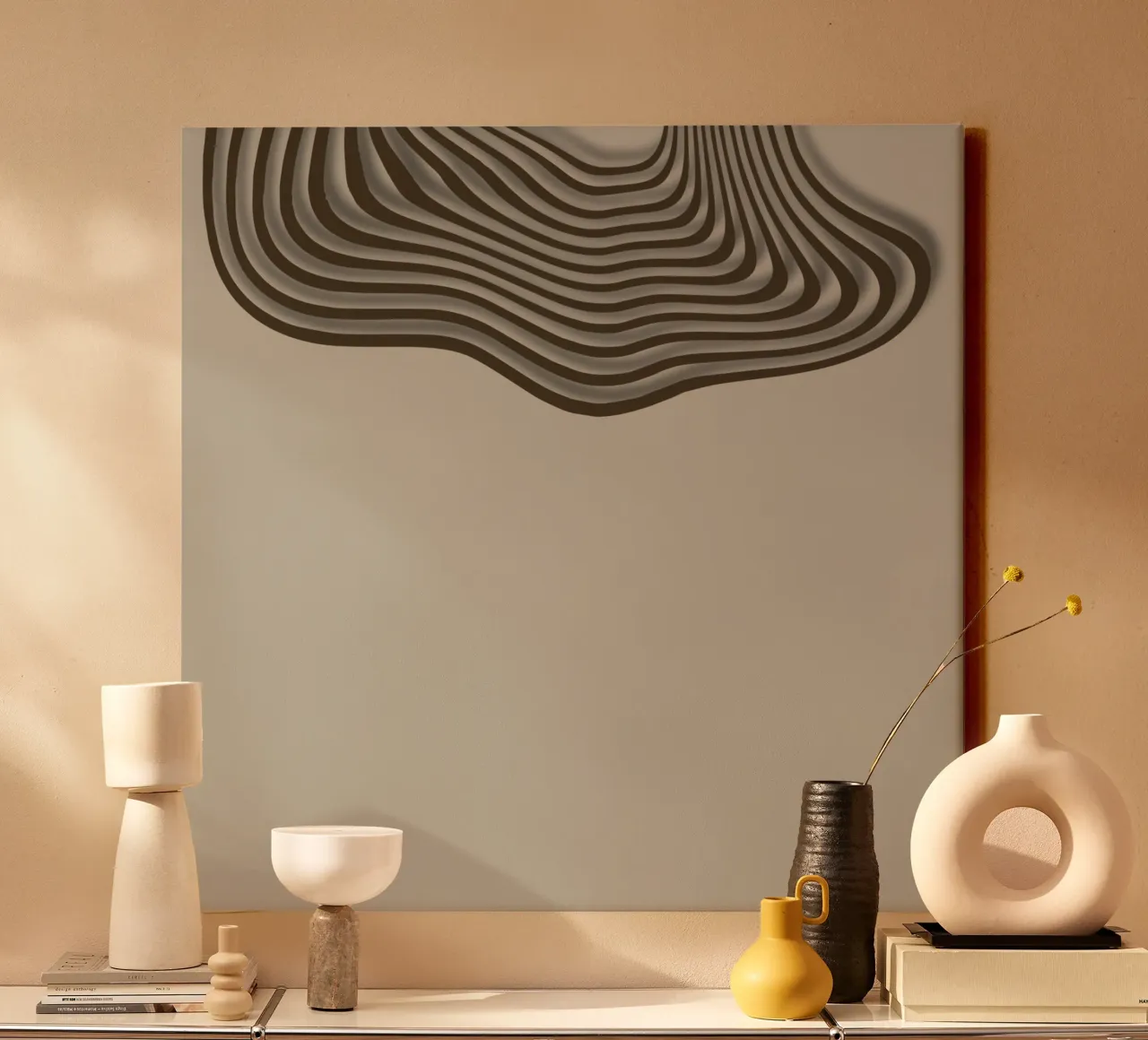 Contouren en diepte canvas met Baklijst van Épure design