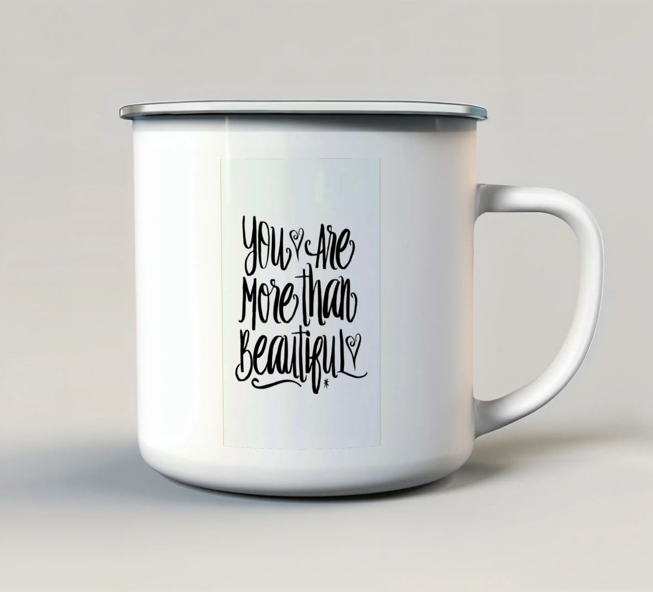 You Are More Than Beautiful tazza in smalto da Honeymoon Hotel