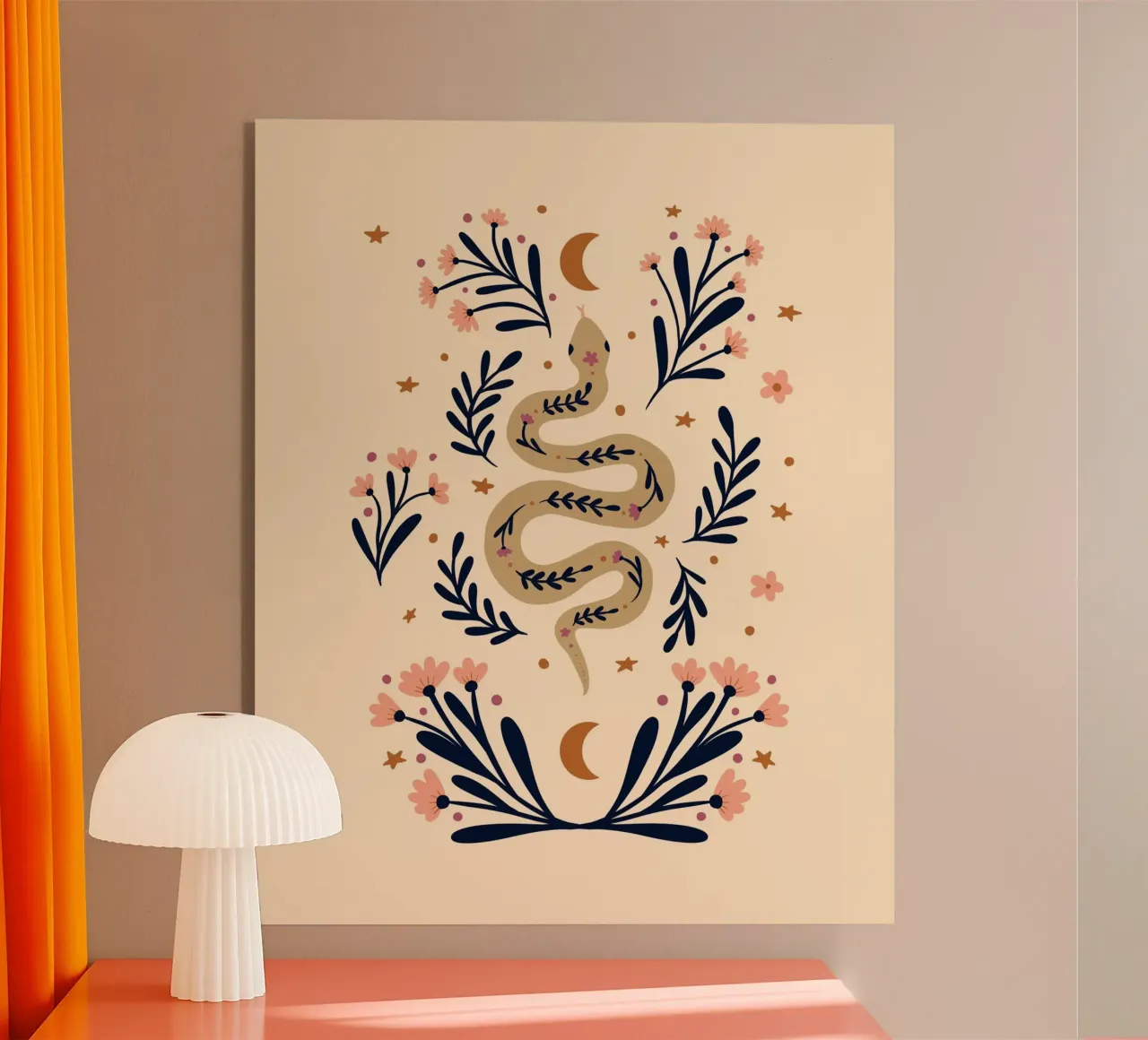 Serpente e fiori - beige e indaco plexiglass da Wackapacka