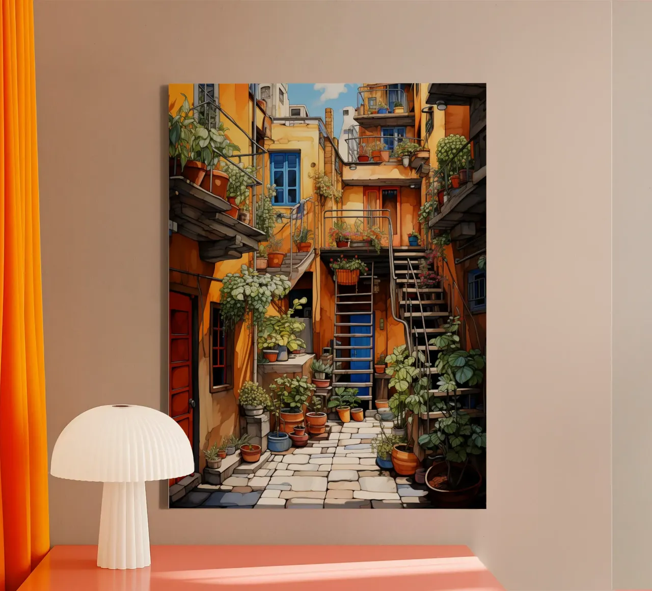 Courtyard canvas by Artsy Bessy