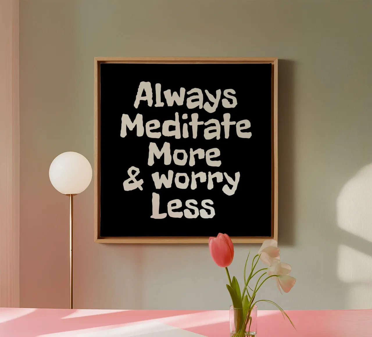 Always meditate more and worry less tela con Cornice a cassetta da happieeagle