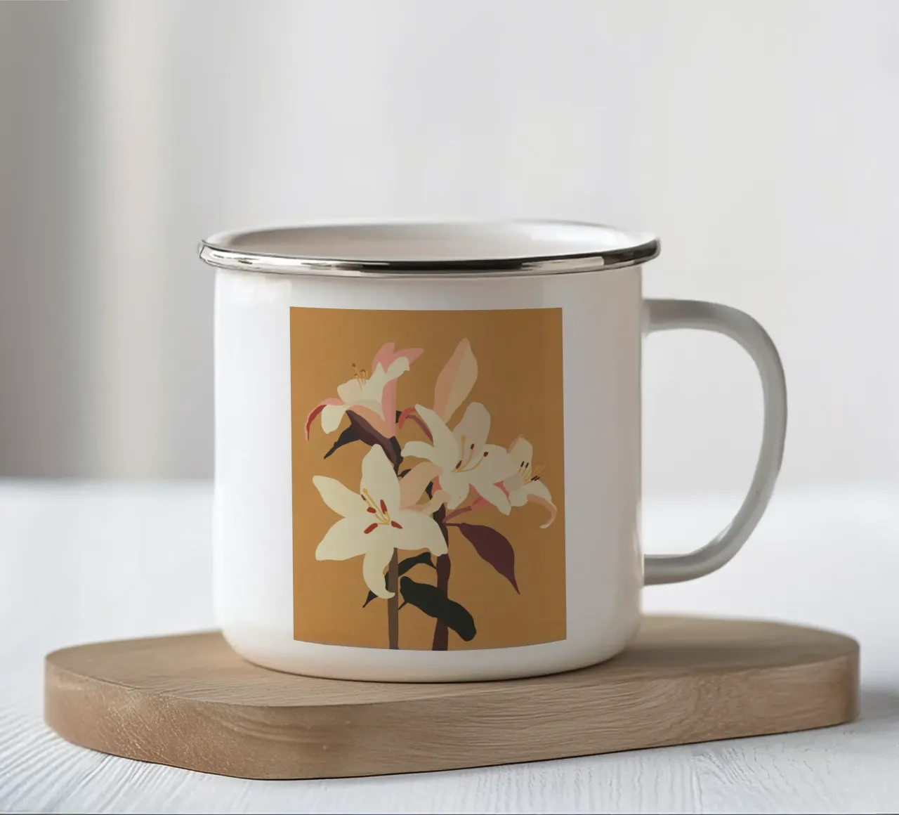 Gigli bianchi tazza in smalto da ThingDesign