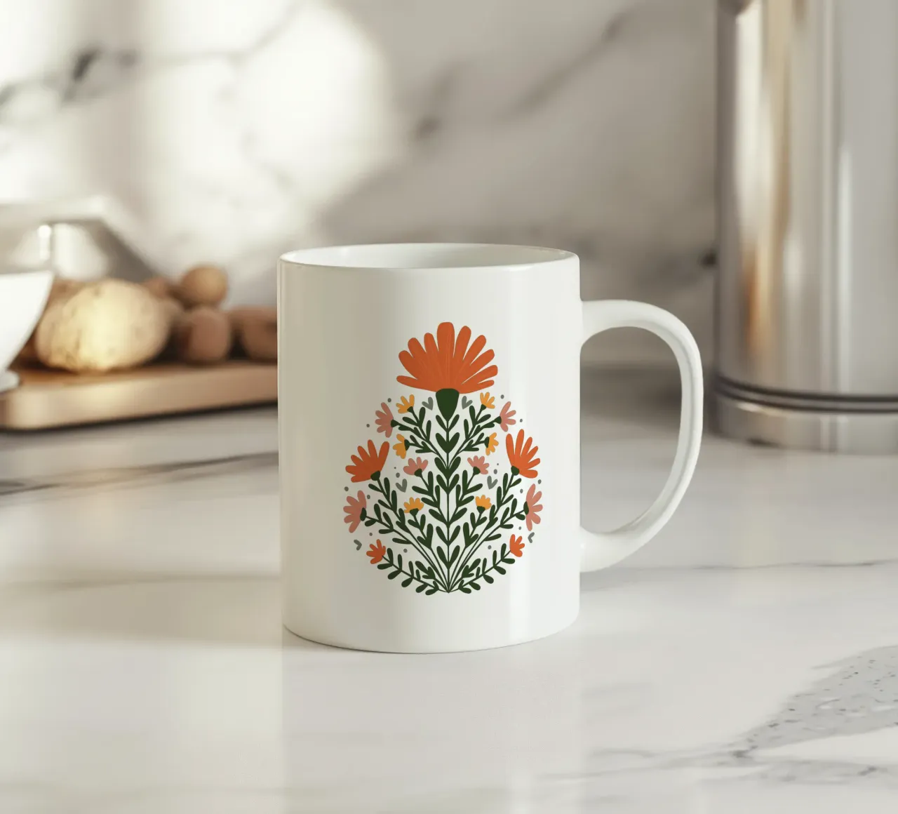 Bouquet floreale simmetrico tazza in ceramica da Wackapacka
