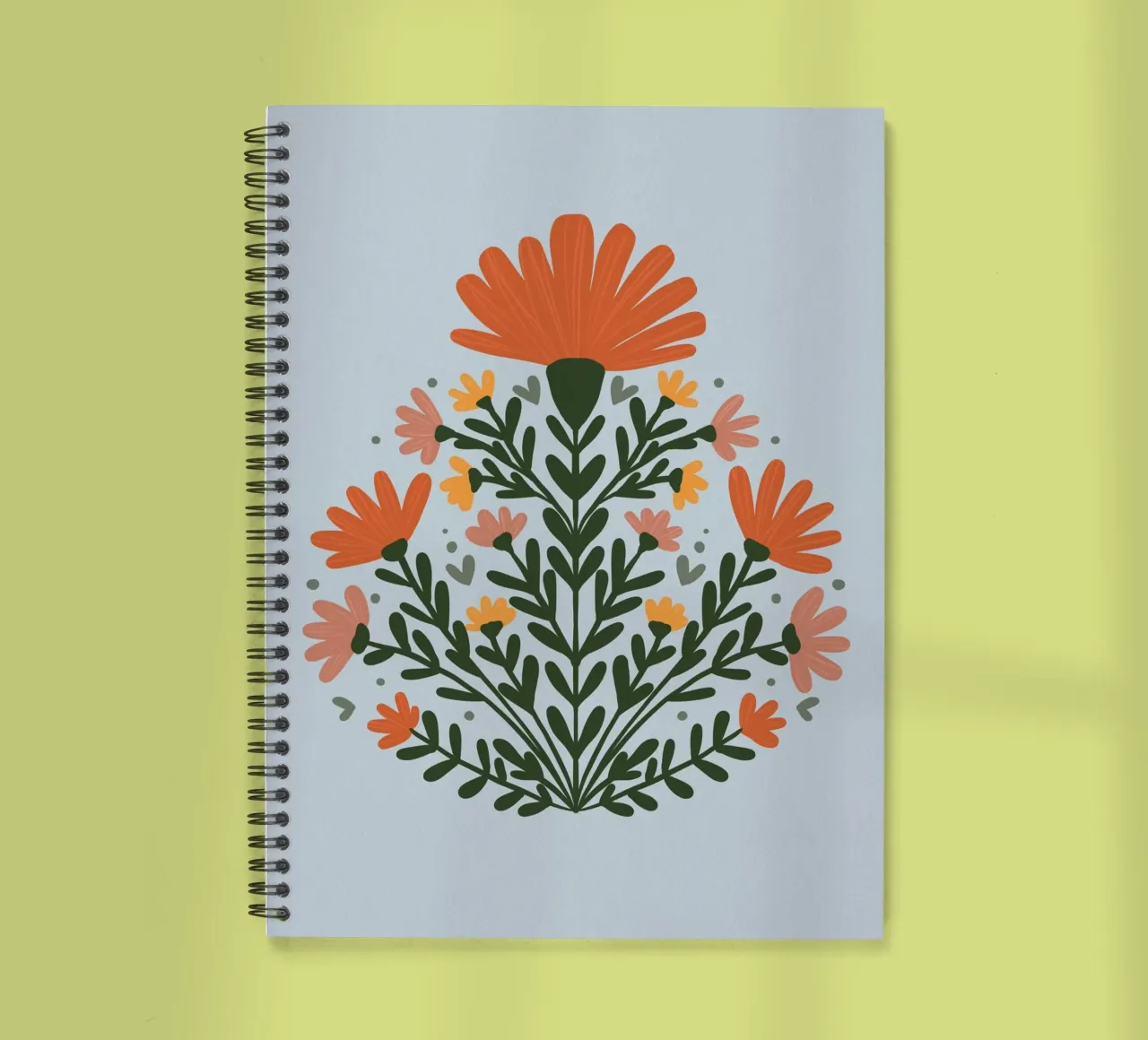 Symmetrical floral bouquet spiral notebook by Wackapacka