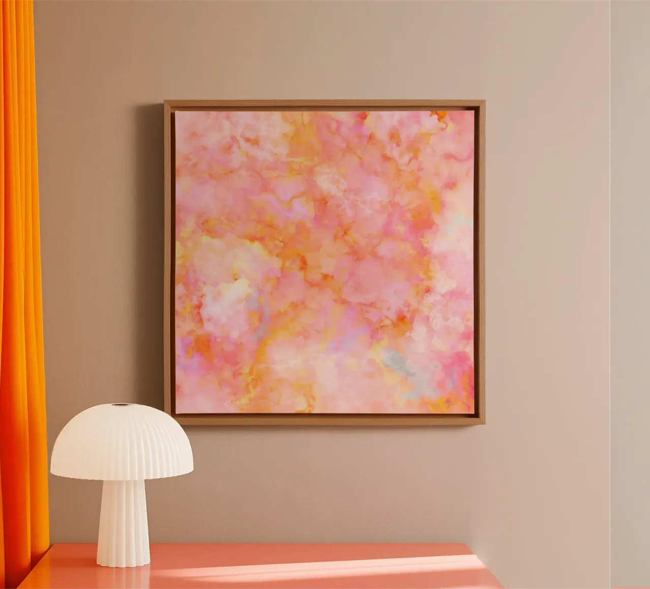Sunny Candy Marble - Pastelli rosa e pesca tela con Cornice a cassetta da Dominique Vari Abstract